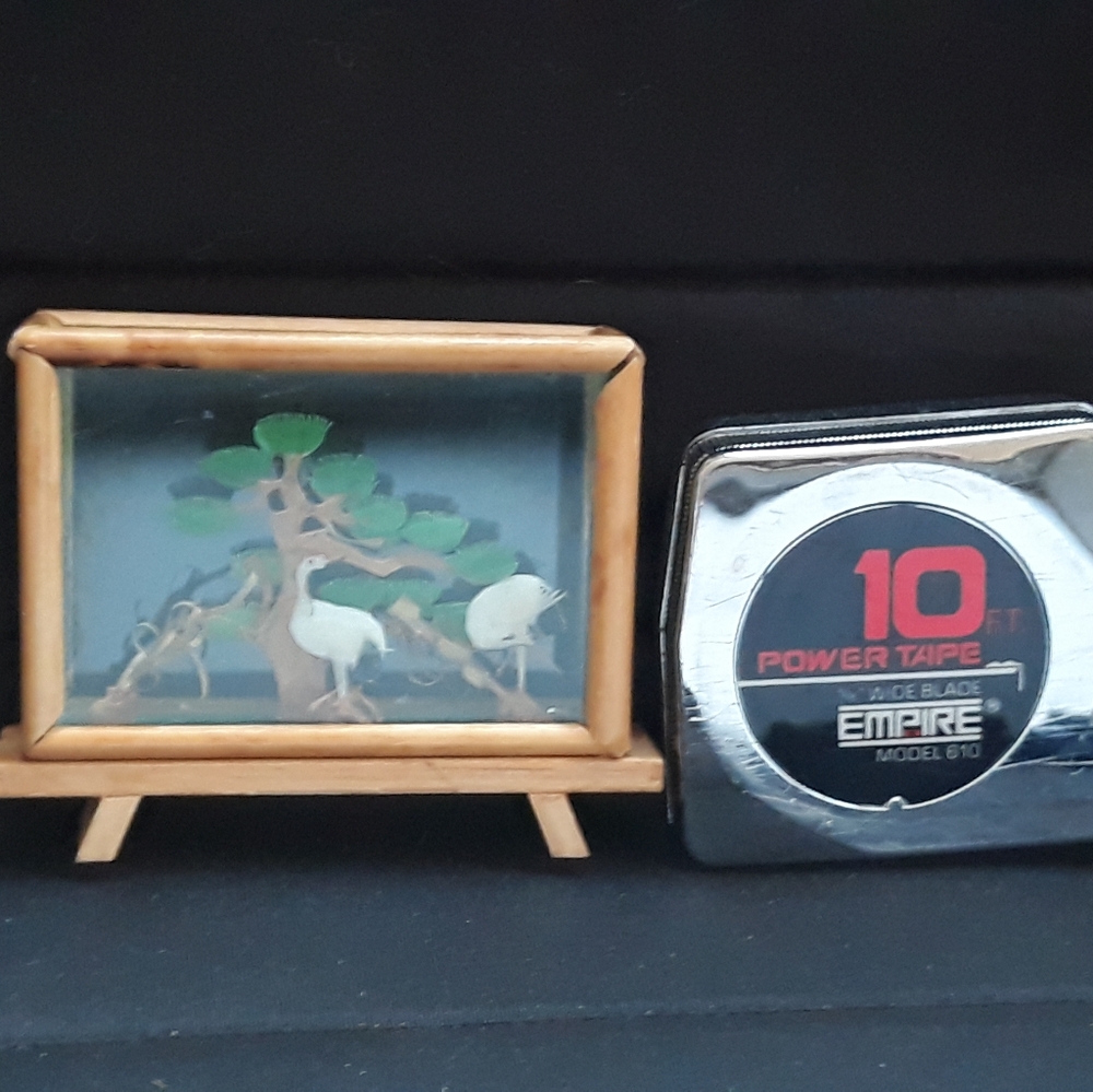 Vintage Miniature Chinese 3D Cranes Landscape Glass Bamboo Diorama Display - Picture 7 of 12